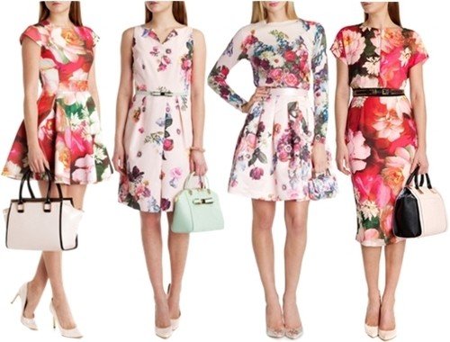 Женские повседневные платья с цветочным принтом 2014