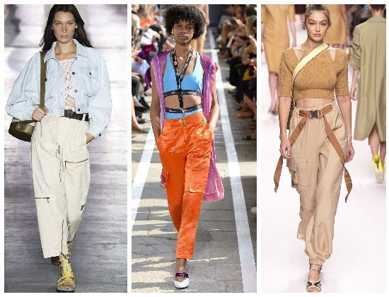 Женские брюки с накладными карманами весна-лето 2019