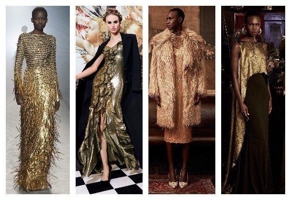 Новогодние золотые платья на Новый год 2022
