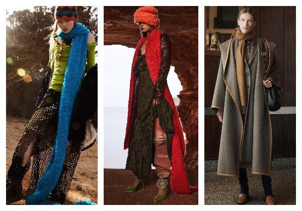 Женские длинные шарфы осень 2021 зима 2022