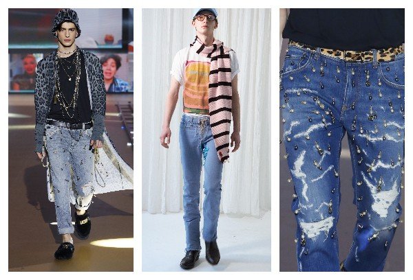 Декорированные мужские джинсы осень 2021 зима 2022