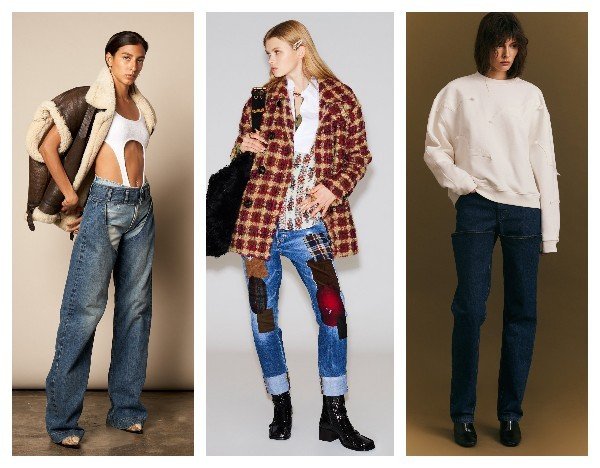 Женские джинсы с заплатами осень 2021 зима 2022