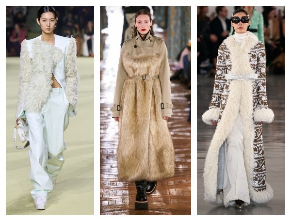 Женские плащи, куртки и пальто с меховой отделкой осень 2022