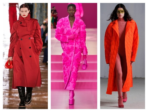 Женское красное и розовое пальто осень 2022