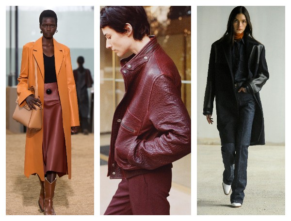 Модные женские кожаные плащи осень 2022
