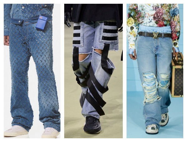Мужские джинсы с потертостями, разрезами осень-зима 2022-2023
