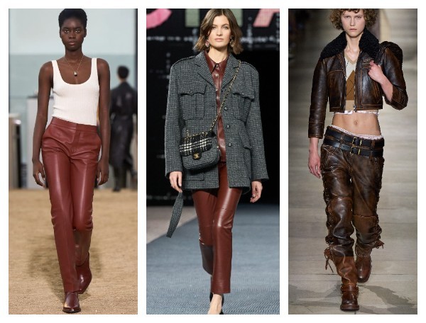 Женские кожаные брюки осень 2022 зима 2023