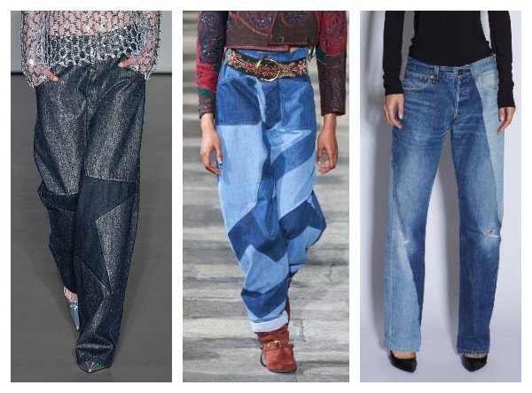 Модные женские джинсы в стиле пэчворк 2023