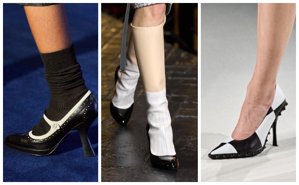 Женские туфли и сапоги черно-белые осень 2023