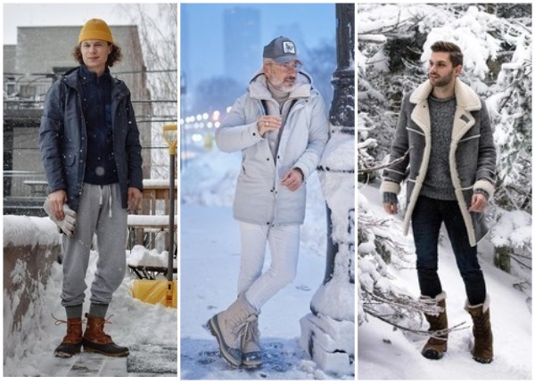 Мужские образы с зимней курткой и сапогами Sorel