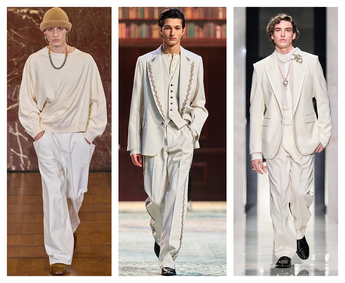 Модные мужские образы в белом цвете осень-зима 2026-2027