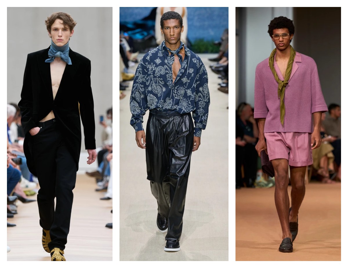 Мужские летние образы с косынкой на шее 2026