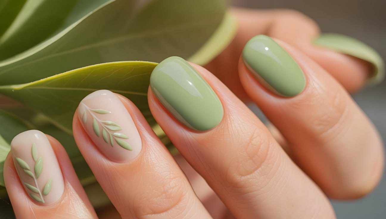 Модный маникюр зеленого цвета лето 2026